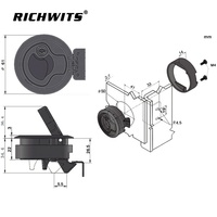 Serrure de trappe ronde en ABS de qualité marine de 2 pouces avec clé, loquet à encastrer pour bateau, yacht, camping-car, quincaillerie d'armoire