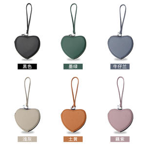 A forma di cuore alla moda con cerniera in vera pelle carino a forma di amore piccolo Mini cambio tascabile borsa portamonete porta astuccio per donna - Product Image 3