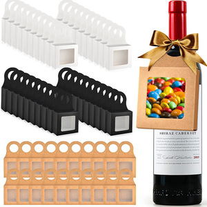 Boîte à <span class=keywords><strong>vin</strong></span> pliable suspendue personnalisée, boîte cadeau décorative en papier kraft avec fenêtre - Product Image 1