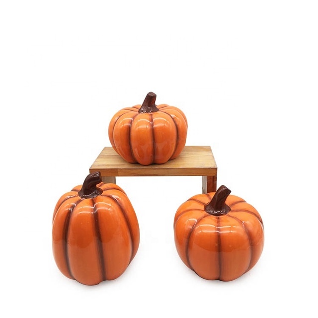 Ceramic Pumpkin Statue Bright Color Halloween Ornament Party Decoration