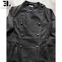 Veste Bomber en Jean Délavé Style Napoléon LARSUR, Coupe Slim, Col Montant, pour Moto, Veste Hussar en Jean Court