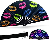 Éventail Pliant Classique Personnalisé avec Impression Musicale, Grande Taille, Manche en Bambou, Haute Qualité, Durable, 33 CM, pour Fêtes DIY, Vente en Gros