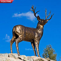 Sculpture de cerf en bois sur mesure, animaux en plein air, taille réelle, en laiton, Bronze, cerf avec Statue en bois