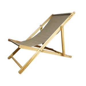 Chaise longue de piscine réglable en <span class=keywords><strong>toile</strong></span> pour extérieur, avec support en bois massif, pliable et portable, idéale pour la détente au soleil et la plage - Product Image 2