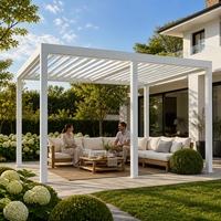 Pergola motorisée à lames orientables, en aluminium thermolaqué, télécommandée, étanche, pour jardin et terrasse, directement de l'usine