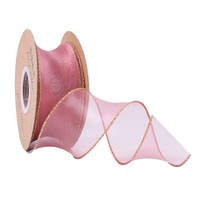 Ruban en mousseline de soie effet écailles de poisson de luxe, accents de perles irisées, bordure dorée, couleur unie, nœud papillon fait main, emballage cadeau DIY
