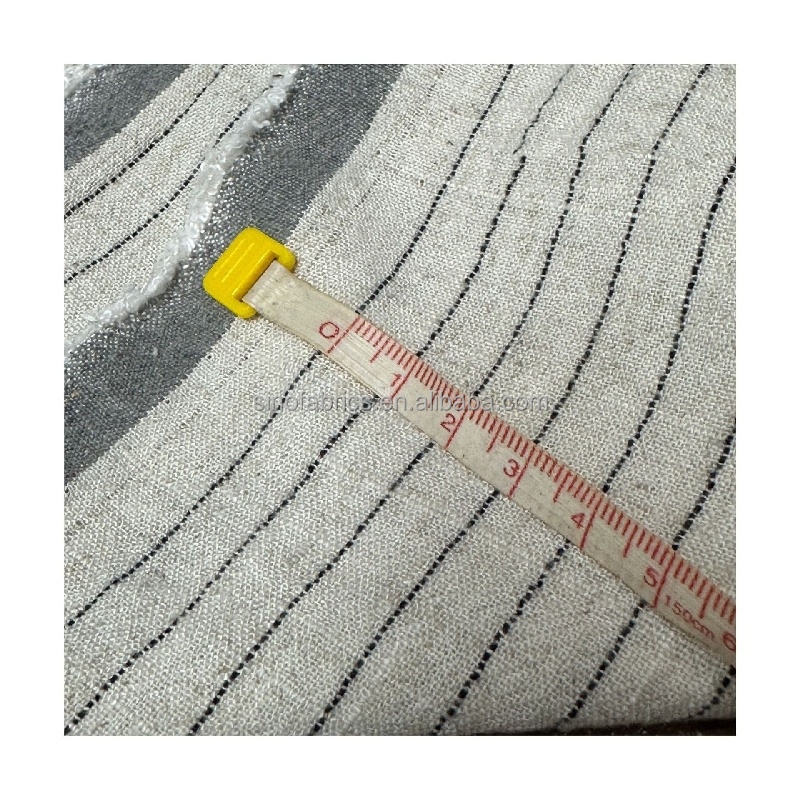 Washed Style Cotton Linen Viscose Yarn Dyed Striped Jacquard Leno Weave Shirting Cloth Crinkle Crepe Fabric for Summer Fashion