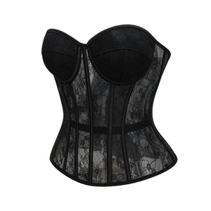 Corsé para mujer, corpiño, sujetador sin tirantes, malla transpirable, <span class=keywords><strong>con</strong></span> cordones, corpiños deshuesados, faja de cintura, Control de barriga ajustado - Product Image 1