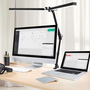 Lampe de bureau LED à double pince TD05 avec veilleuse, abat-jour <span class=keywords><strong>blanc</strong></span> pour étude et protection des yeux, en métal noir, fabriquée en Chine - Product Image 1