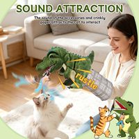 Sarung Tangan Anti Gigit Ramah Lingkungan untuk Bermain Tarung Kucing, Boneka Tangan Dinosaurus Kartun Interaktif untuk Kucing di Dalam Ruangan