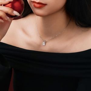 Collier Dylam Light Luxury en argent sterling 925 avec chaîne à maillons et pendentif en zircone cubique 5A avec inscription chinoise, bijoux porte-bonheur pour femmes - Product Image 3