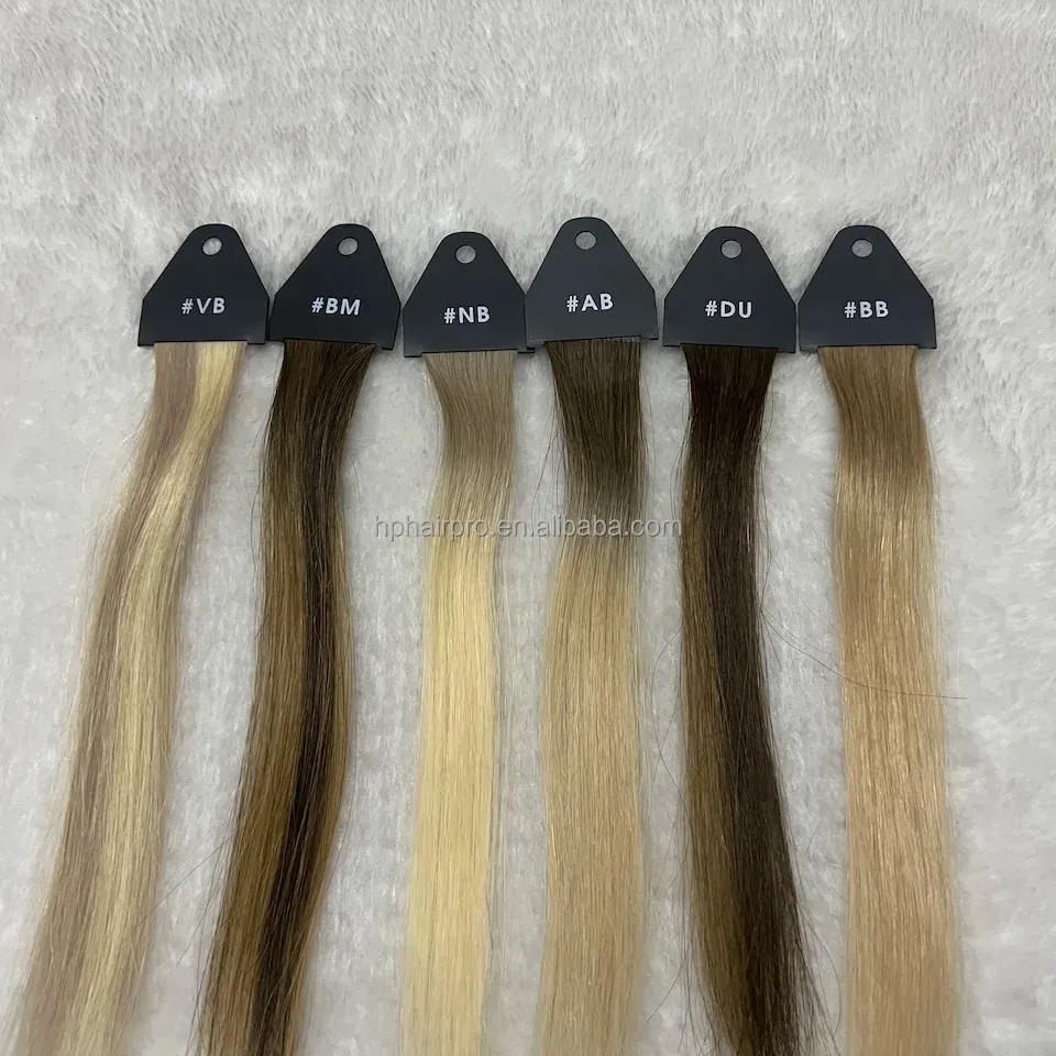 Tabla de colores de cabello sedoso de salón para extensiones de cabello con diferencia Color oscuro/Color Rubio/Color balayage