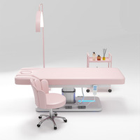 Ensemble de lit de beauté électrique professionnel à 4 moteurs avec commande au pied bilatérale, éclairage de base LED, solution tout-en-un pour mobilier de spa