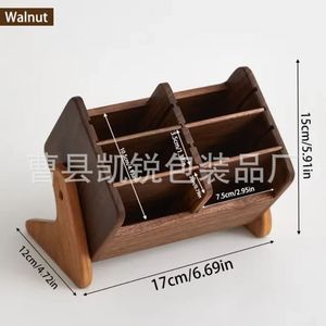 Adjustable Dividers Wooden <b>Makeup</b> Storage <b>Box</b> Large Capacity Compartmentalized Desktop Organizer Walnut Finish - Product Image 2