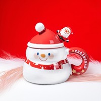 Vente en gros de tasses à café en céramique de Noël DingHui JF 400 ml avec motif de Père Noël, boîte cadeau avec couvercle, option de logo personnalisé, fabriqué en Chine