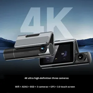 4K HD IPS Ba ghi video ghi âm Dash Cam ADAS BSD 24 giờ giám sát GPS màn hình cảm ứng Wifi 1 năm bảo hành xuyên biên giới - Product Image 1