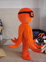 Costume de mascotte pieuvre orange en peluche personnalisé Blue Sky pour adulte avec lunettes de soleil unisexe