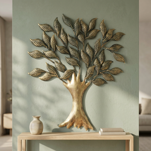 Decoración de Pared de Metal Dorado de Lujo, Escultura de Pared de Hojas Hecha a Mano para Sala de Estar, Dormitorio, Pasillo y Oficina - Product Image 1