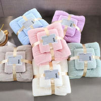 Ensemble de serviettes de bain en microfibre de haute qualité 2-en-1 en polaire corail tricotée, taille adulte, vente en gros, cadeau promotionnel attrayant