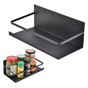Étagère magnétique rectangulaire à 1 niveau pour réfrigérateur, organisateur de rangement suspendu pour étagère latérale de réfrigérateur de cuisine, ensemble noir et blanc - Product Image 2
