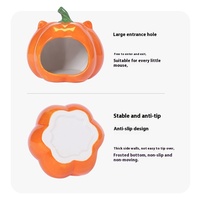 Tafit Cachette en céramique pour hamster en forme de citrouille, grande maison durable et facile à nettoyer, décoration de cage mignonne sur le thème d'Halloween, fournitures pour hamsters