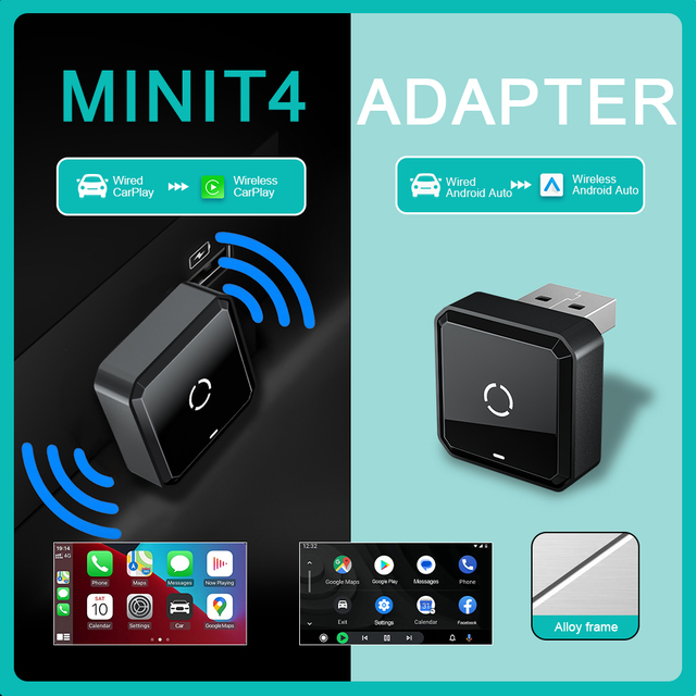 2-in-1 Ultra Mini Android Auto&CarPlay Wireless Adapter,5.8GHZ WiFi,5.4 Bluetooth,3-5s Auto Connect,USB-C/USB-A Extension Cable