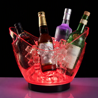 Cubo de Hielo LED Recargable con Logotipo Personalizado, 4L 8L 12L RGB PS Transparente, para Vino, Champán, Bar, KTV, Hotel, Fiesta, Suministro OEM