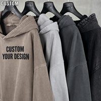 Sweat-shirt à capuche unisexe surdimensionné, personnalisé avec logo, en tissu épais délavé à l'acide, teint en pigment, style vintage, streetwear, vente en gros