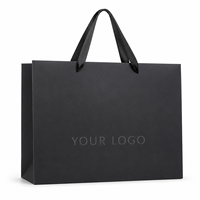 Sacs en papier personnalisés haut de gamme noirs pour le shopping, sacs d'emballage pour costumes, adaptés aux magasins de vêtements et aux cadeaux, sacs fourre-tout