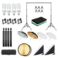 Ensemble Complet d'Équipement de Studio Photo Support de Fond Réflecteur 5 en 1 Accessoires de Photographie Kit d'Éclairage Parapluie et Boîte à Lumière