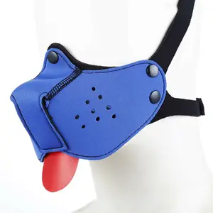 Free Custom Box - Adjustable Mask Dog Tongue Oral Gap Padded Latex Rubber Head Bondage Puppy Bdsm Restraint Slave Couple Game