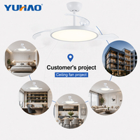 Ventilateur de plafond LED blanc invisible avec télécommande, moteur DC silencieux, pour salon, salle à manger, chambre d'enfant, chambre à coucher, 36 à 42 pouces