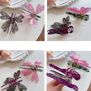 Dễ thương Acetate đầy màu sắc chuồn chuồn tóc Claw vui vẻ thiết kế phụ nữ tóc <span class=keywords><strong>Clip</strong></span> 2025 Quà Tặng - Product Image 2