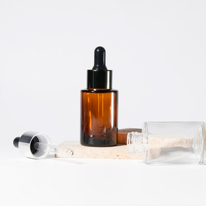 Luxury 20ml 30ml 1oz 2oz 4oz Brown <b>Amber</b> Glass Cylinder <b>Bottles</b> for Skin Care Serum Silk Screen Printed Custom Packaging Box - Product Image 2