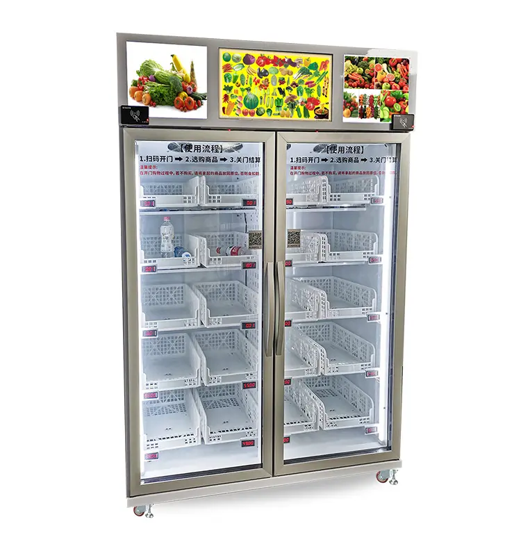 Mini thị trường máy bán hàng tự động Snack và uống nấu chín thức ăn nhanh trứng thông minh tủ lạnh máy bán hàng tự động để bán với đầu đọc thẻ