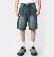 New Arrival Vintage 100% Cotton 420GSM Custom Logo Monkey Washed Vintage Zip Fly Breathable Wholesale Blank Denim Shorts for Men