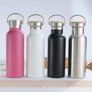 Logo personnalisé à double paroi Couvercle en option Tasse en métal pour le bureau Bouteille d'eau en acier inoxydable de 750ml avec poignée de levage - Product Image 1