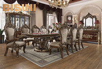 Table à manger longue de luxe classique en bois fin, style rétro classique, bois massif, maison, villa, haut de gamme, table légère