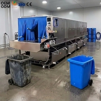 Machine de lavage automatique à haute pression pour caisses en plastique et poubelles à roulettes, à tunnel continu, pour l'assainissement municipal