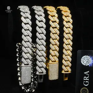 Dropshipping Products 2024 S925 Silver 15Mm Miami Cuban Chain Moissanite Gold Chain 22K Men