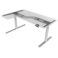 Bureau assis-debout motorisé électrique ergonomique en forme de L, réglable en hauteur, pour ordinateur