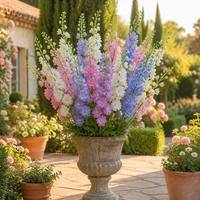 Delphiniums artificiels réalistes en soie faits à la main, fleurs modernes pour la décoration florale de la maison, salon, bouquets d'allée de mariage, fausses fleurs