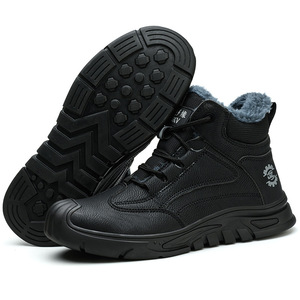 Winter Fleece Lined Safety Shoes High Top Plastic Toe Anti Impact Puncture Resistant Construction Work Shoes Men Insulated - Product Image 2