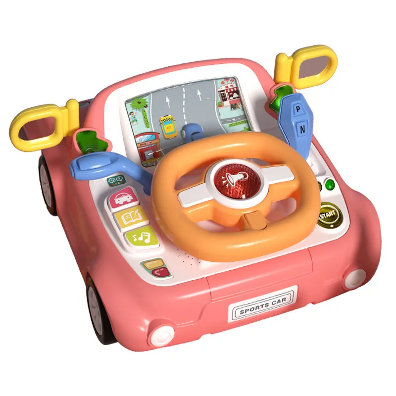 Samtoy Multi Function Simulation Early Education Driving Baby Car Traffic Kids Steering Wheel Toy with Light Music