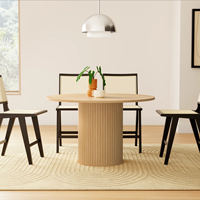 Ensemble de table à manger ronde moderne de style farmhouse avec 4 chaises, en bois massif, meubles imperméables pour hôtel et salle à manger