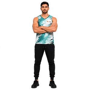 Mens Sublimation <b>Stringer</b> Tank Top Custom Wholesale Gym Workout Bodybuilding <b>Vest</b> Quick Dry Athletic Running Sportswear Private - Product Image 1
