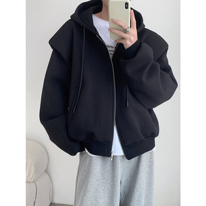 Nuovi Arrivi: <span class=keywords><strong>Felpa</strong></span> <span class=keywords><strong>con</strong></span> Cappuccio Oversize da Uomo <span class=keywords><strong>con</strong></span> Doppio Strato Imbottito, Logo Personalizzabile, Doppia <span class=keywords><strong>Zip</strong></span>, Colore Grigio - Product Image 4