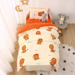 Housse de couette épaisse en velours de lait trois pièces, ensemble de literie pour enfants avec motif imprimé dessin animé mignon ours brun <span class=keywords><strong>petit</strong></span> <span class=keywords><strong>dinosaure</strong></span> - Product Image 2