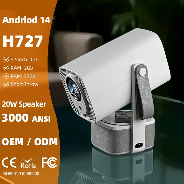 LED Mini Portable Projector 4K 1080P 20W Speaker High Lumens Daytime WIFI CE ROHS Auto Keystone Android Smart TV 3D A005 Pro