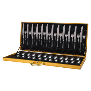 Caja de madera dorada Cubiertos Cuchillo Tenedor Cuchara 48PCS Estuche Juego de cubiertos de acero inoxidable para <span class=keywords><strong>12</strong></span> <span class=keywords><strong>personas</strong></span> - Product Image 5